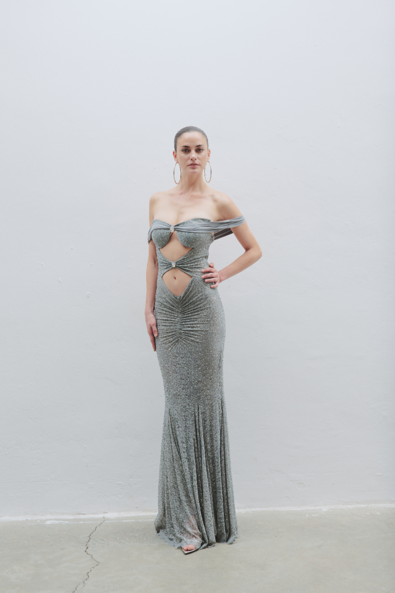lucia silver dress LUCIA SILVER FRINGE STONED EXCLUSIVE OCCASION DRESS (Royal Blue) 14 By Styletittudeapparelusa
